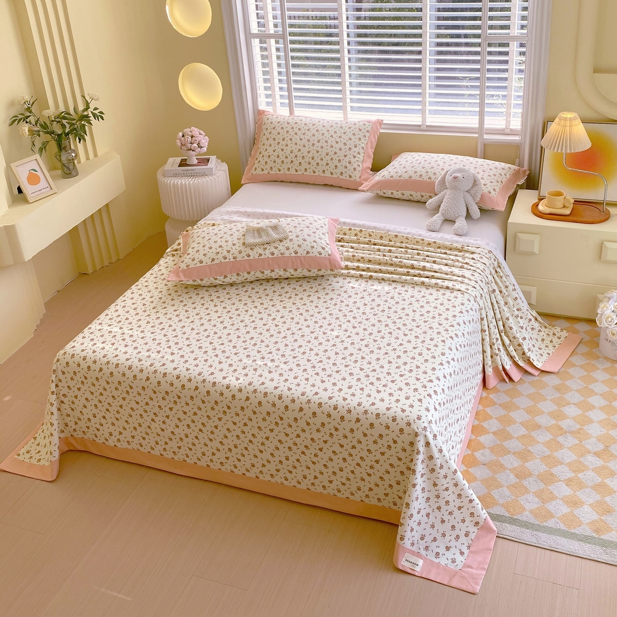 91家纺网 家纺一手货源 找家纺 春皖家纺 2026新款全棉老粗布工艺款单床单床单单件 玫瑰情