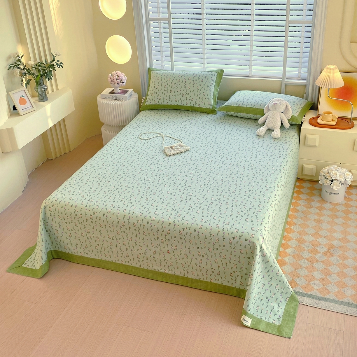 91家纺网 家纺一手货源 找家纺 春皖家纺 2026新款全棉老粗布工艺款单床单床单单件 春满园