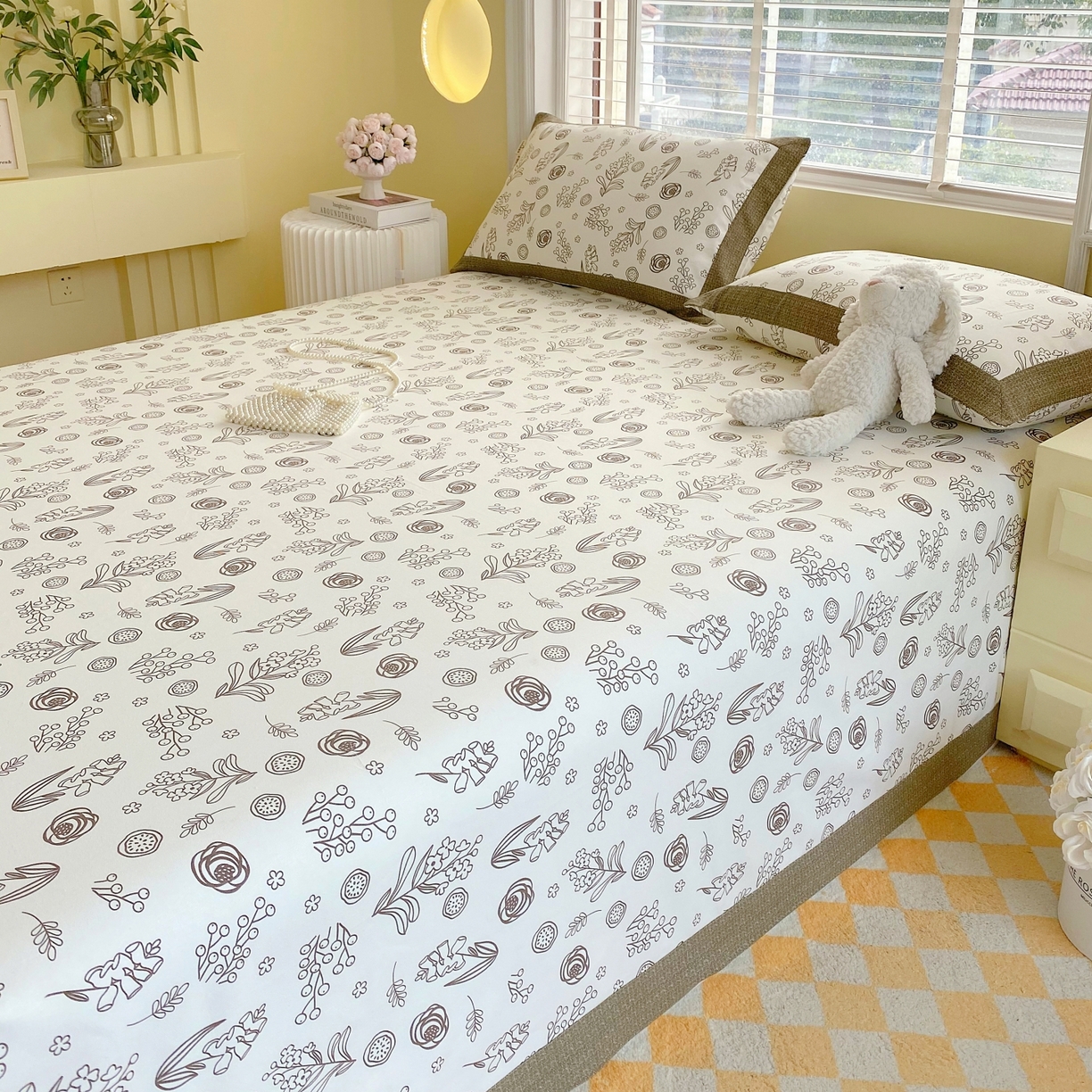 91家纺网 家纺一手货源 找家纺 春皖家纺 2026新款全棉老粗布工艺款单床单床单单件 浅韵-白