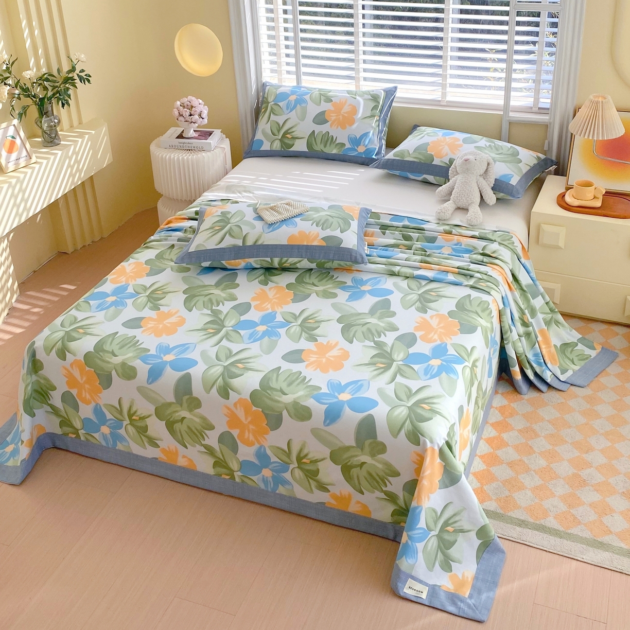 91家纺网 家纺一手货源 找家纺 春皖家纺 2026新款全棉老粗布工艺款单床单床单单件 茶心