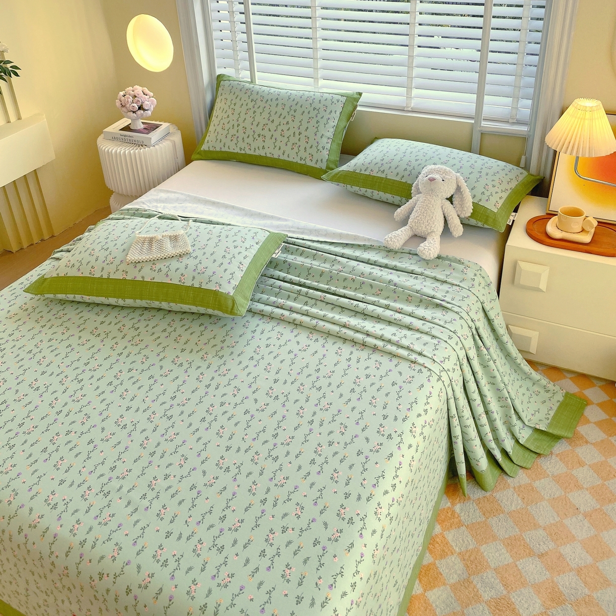 91家纺网 家纺一手货源 找家纺 春皖家纺 2026新款全棉老粗布工艺款单床单床单单件 春满园