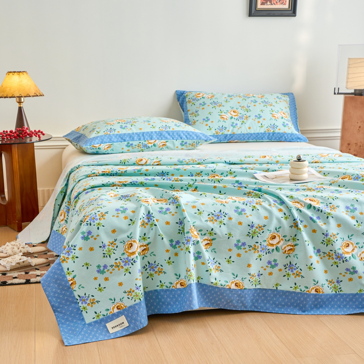 91家纺网 家纺一手货源 找家纺 春皖家纺 2026新款全棉老粗布工艺款单床单床单单件 绚烂