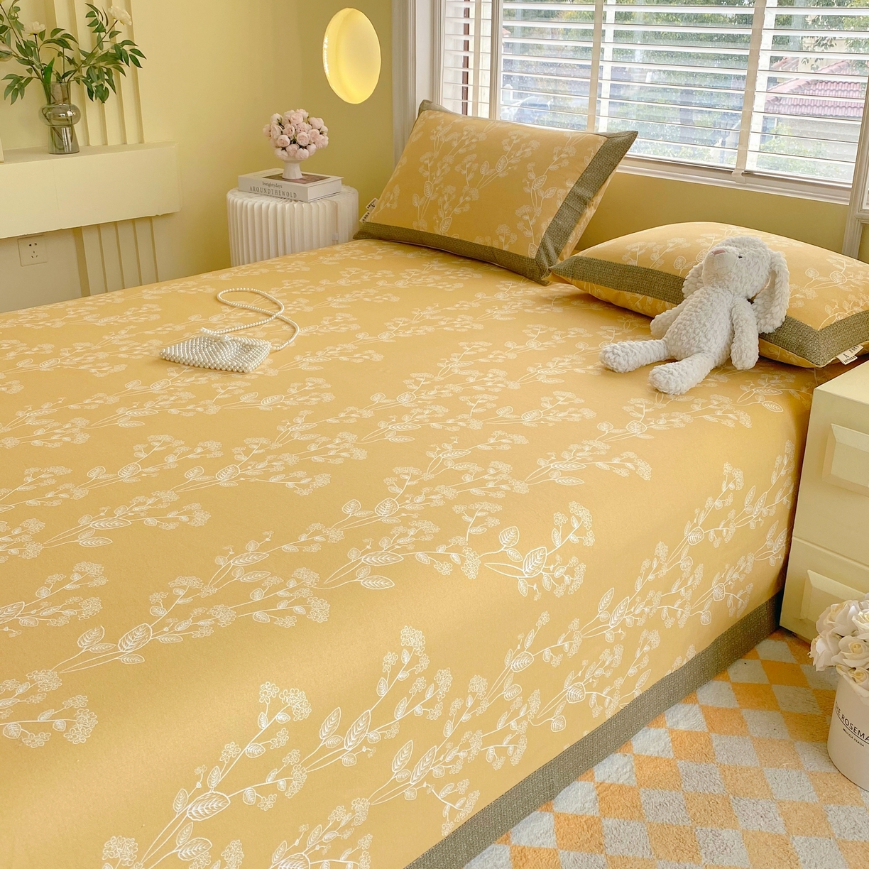 91家纺网 家纺一手货源 找家纺 春皖家纺 2026新款全棉老粗布工艺款单床单床单单件 如梦黄