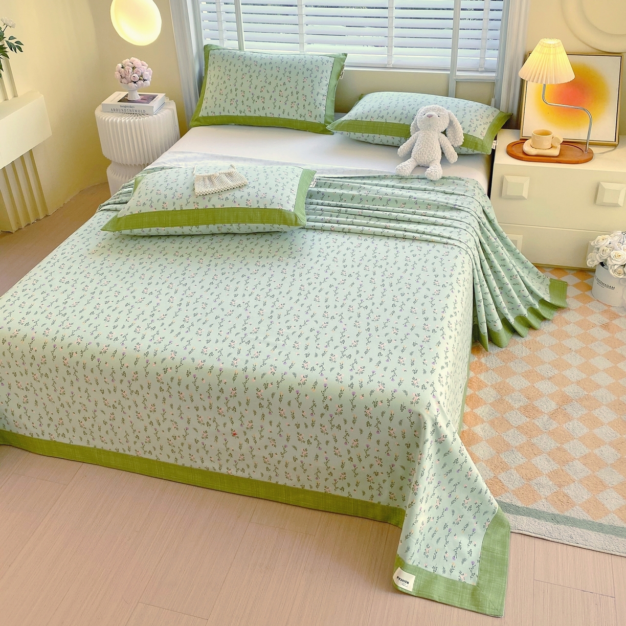 91家纺网 家纺一手货源 找家纺 春皖家纺 2026新款全棉老粗布工艺款单床单床单单件 春满园