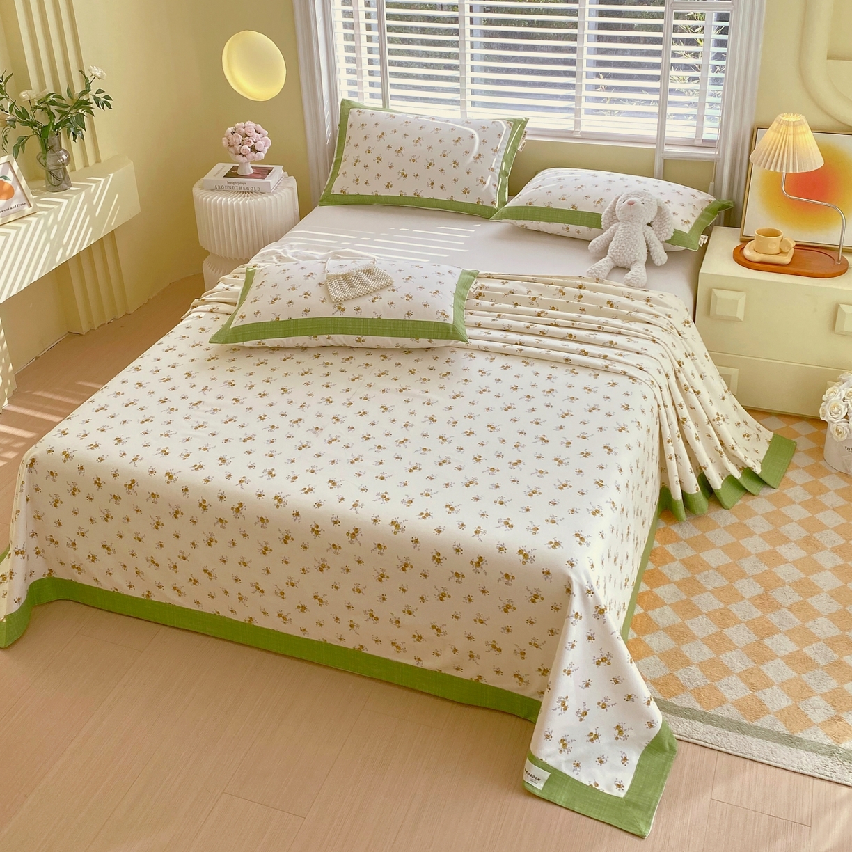 91家纺网 家纺一手货源 找家纺 春皖家纺 2026新款全棉老粗布工艺款单床单床单单件 倩影米