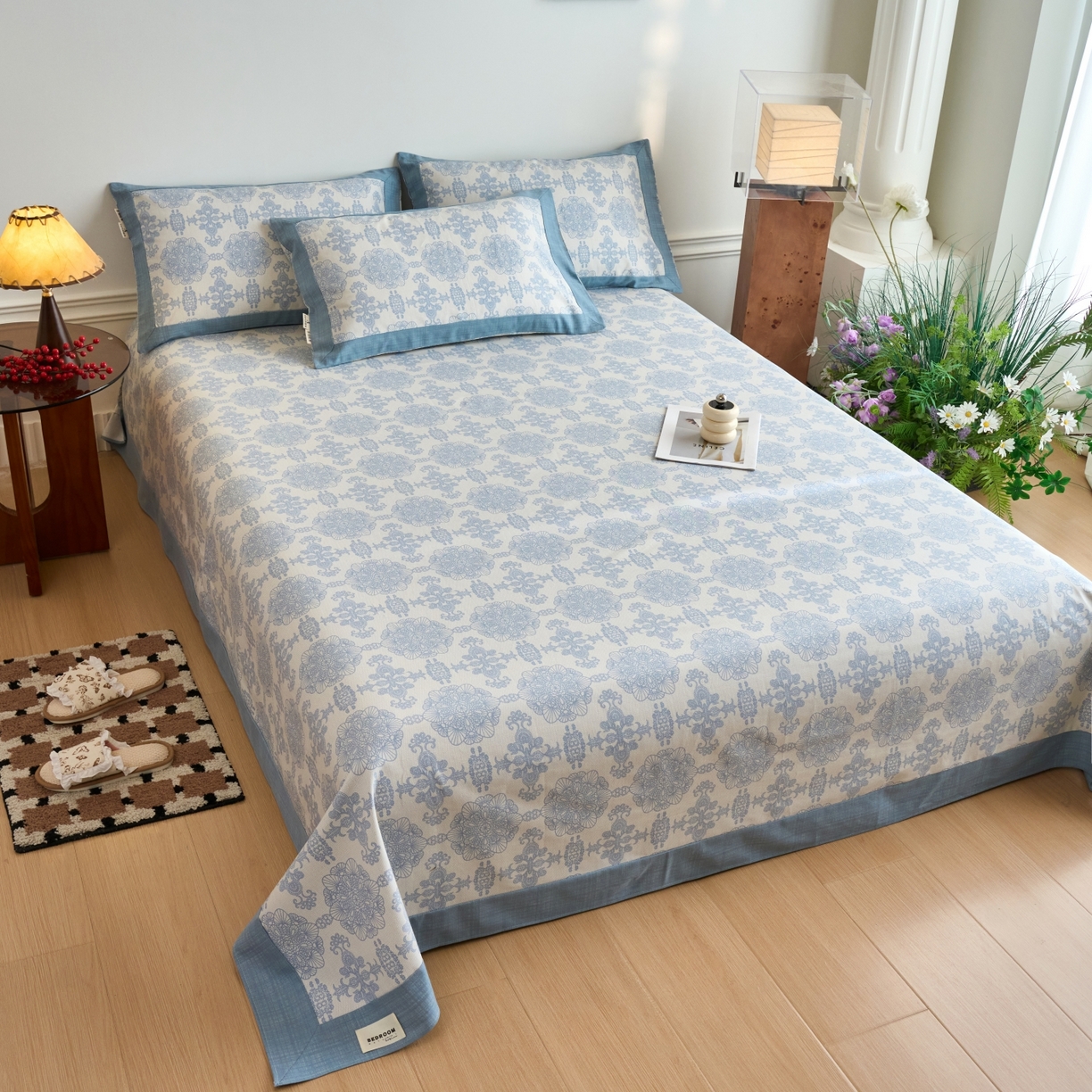 91家纺网 家纺一手货源 找家纺 春皖家纺 2026新款全棉老粗布工艺款单床单床单单件 卢卡