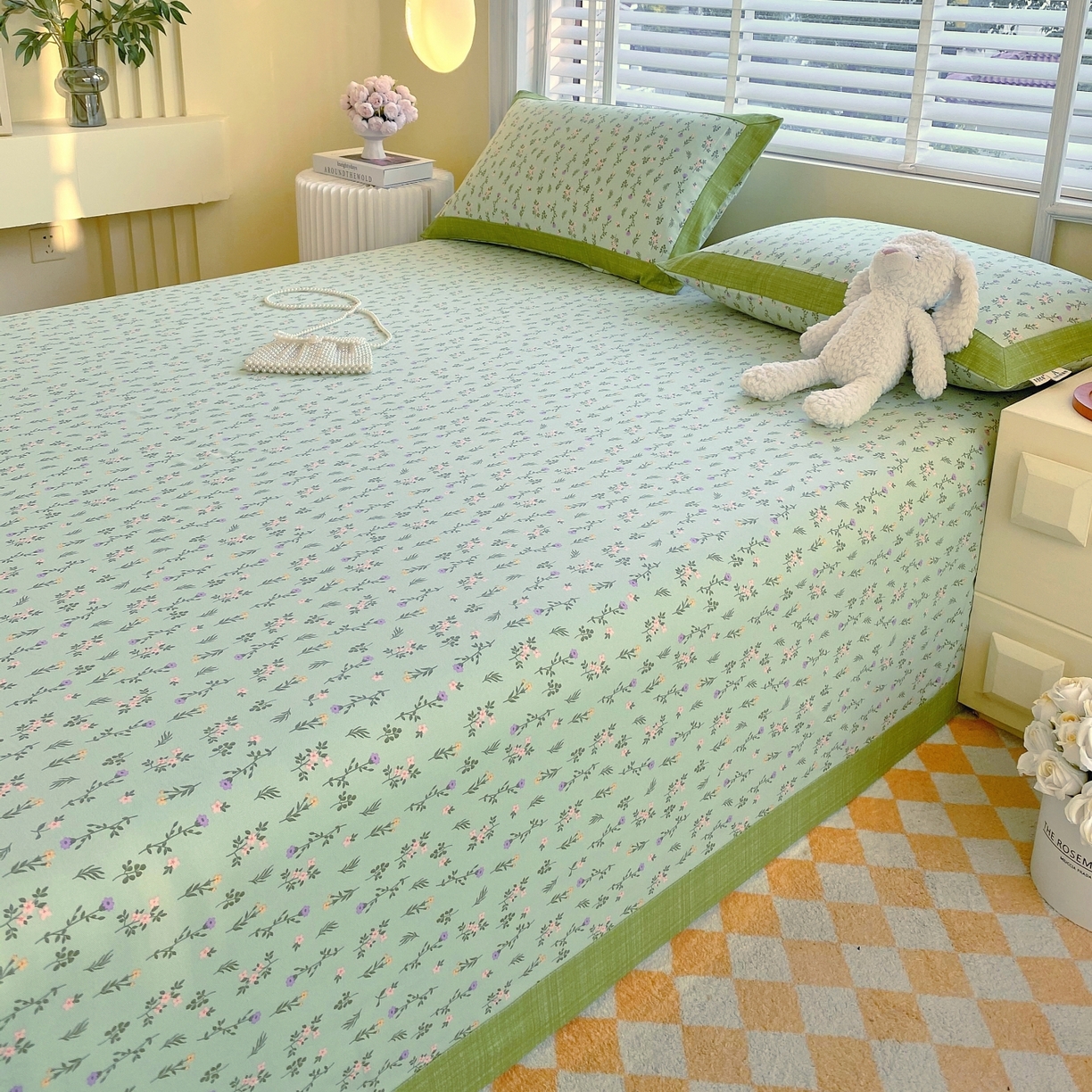 91家纺网 家纺一手货源 找家纺 春皖家纺 2026新款全棉老粗布工艺款单床单床单单件 春满园