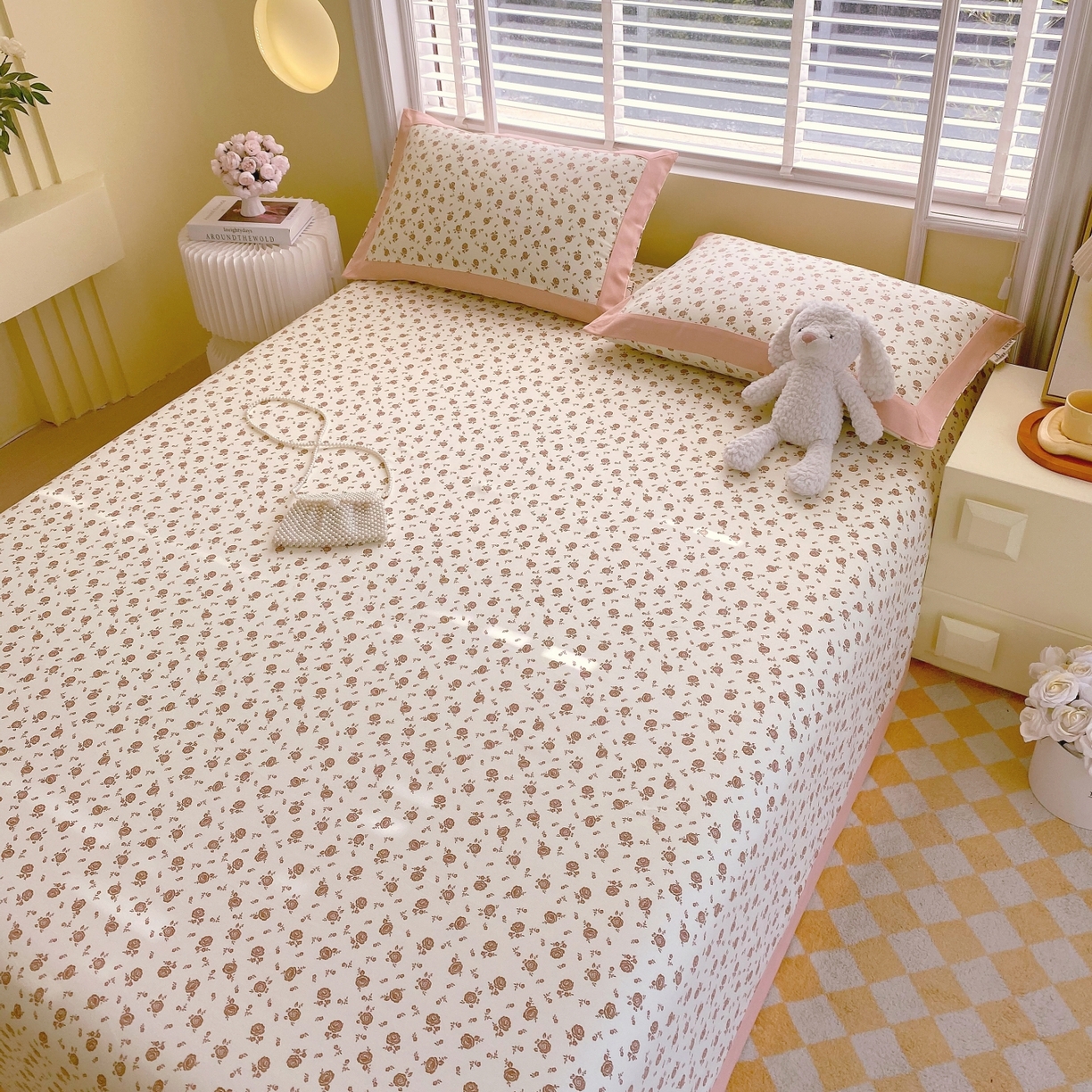 91家纺网 家纺一手货源 找家纺 春皖家纺 2026新款全棉老粗布工艺款单床单床单单件 玫瑰情