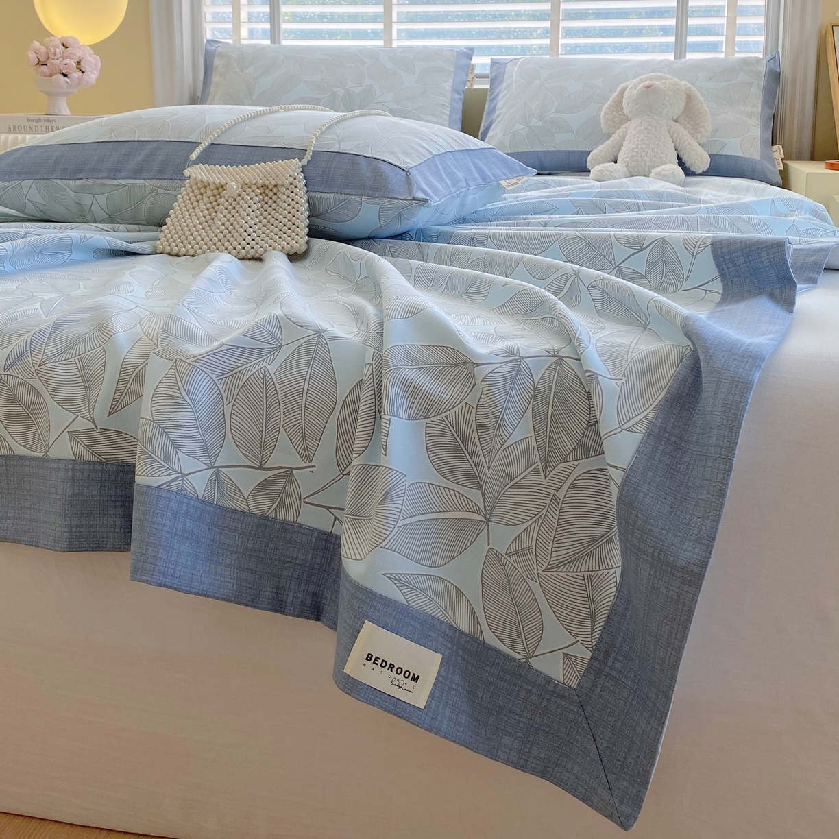 91家纺网 家纺一手货源 找家纺 春皖家纺 2026新款全棉老粗布工艺款单床单床单单件 晨曦-蓝