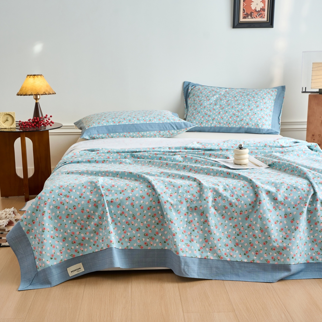 91家纺网 家纺一手货源 找家纺 春皖家纺 2026新款全棉老粗布工艺款单床单床单单件 春意浓