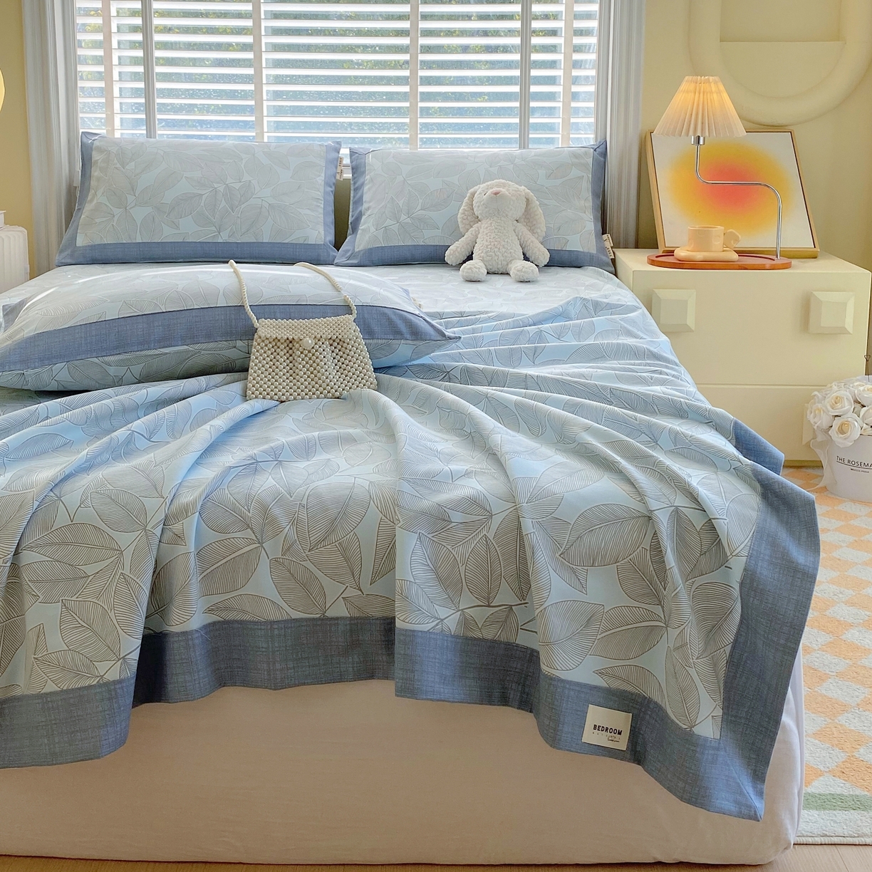 91家纺网 家纺一手货源 找家纺 春皖家纺 2026新款全棉老粗布工艺款单床单床单单件 晨曦-蓝