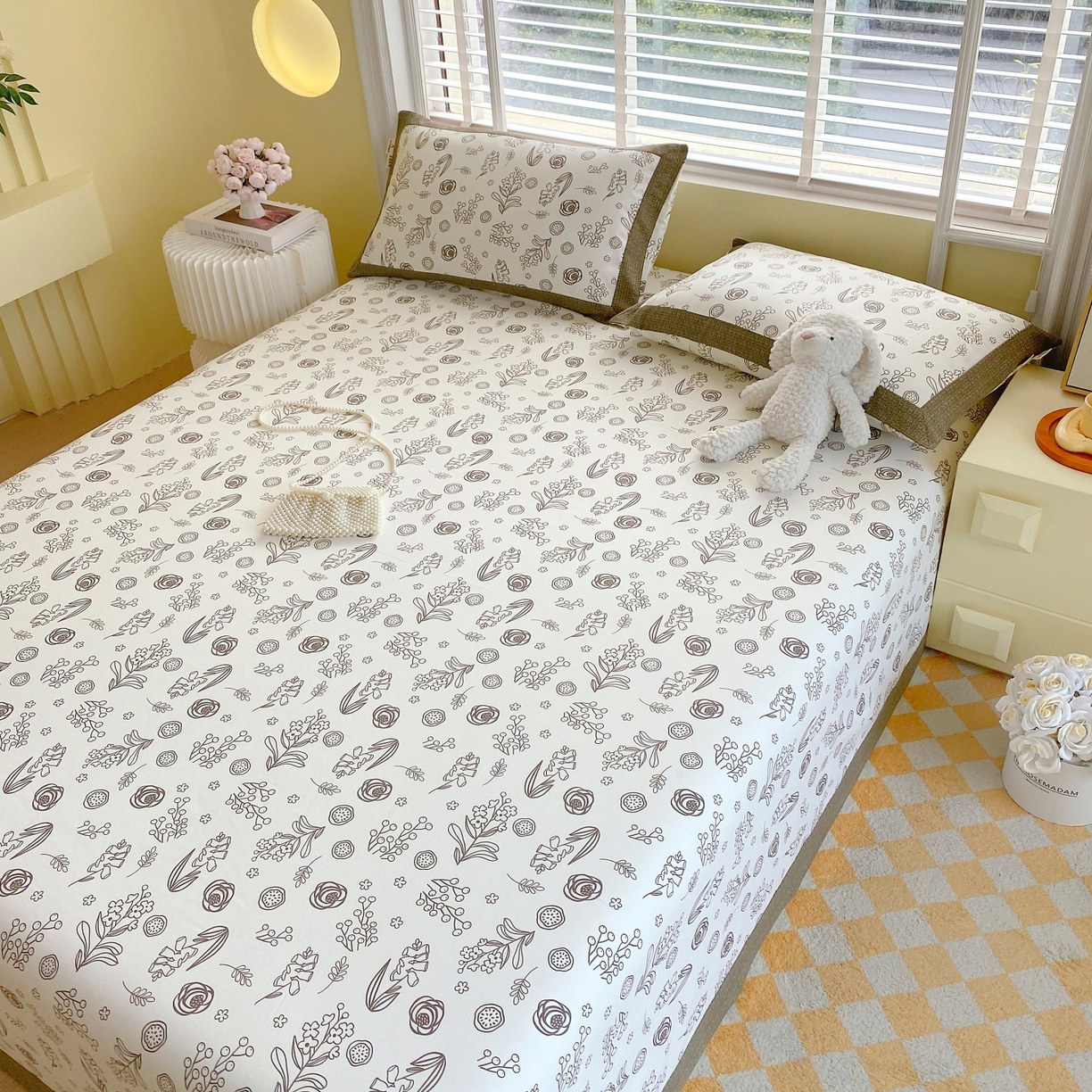 91家纺网 家纺一手货源 找家纺 春皖家纺 2026新款全棉老粗布工艺款单床单床单单件 浅韵-白