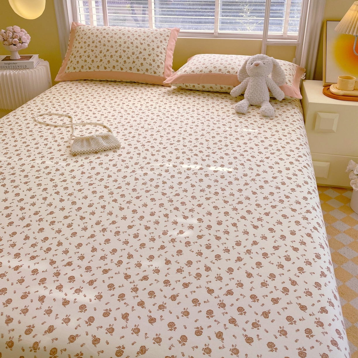 91家纺网 家纺一手货源 找家纺 春皖家纺 2026新款全棉老粗布工艺款单床单床单单件 玫瑰情