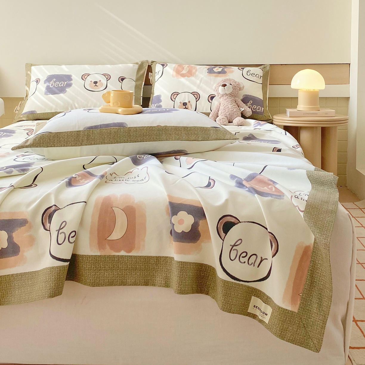 91家纺网 家纺一手货源 找家纺 春皖家纺 2026新款全棉老粗布工艺款单床单床单单件 幸运熊