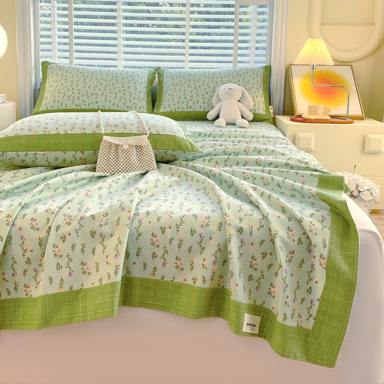 91家纺网 家纺一手货源 找家纺 春皖家纺 2026新款全棉老粗布工艺款单床单床单单件 春满园