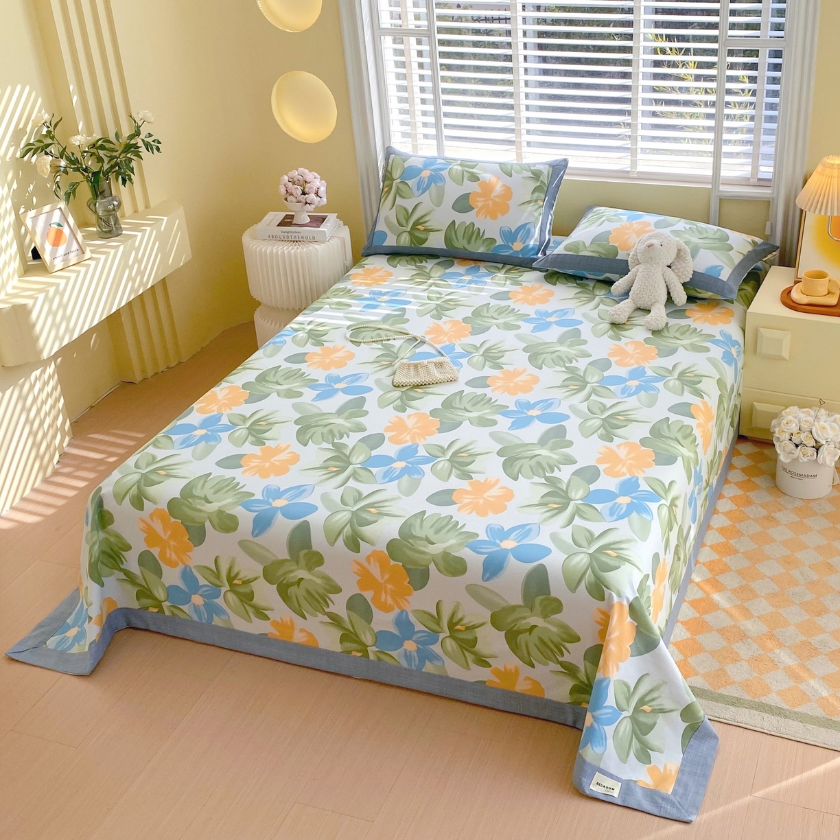 91家纺网 家纺一手货源 找家纺 春皖家纺 2026新款全棉老粗布工艺款单床单床单单件 茶心