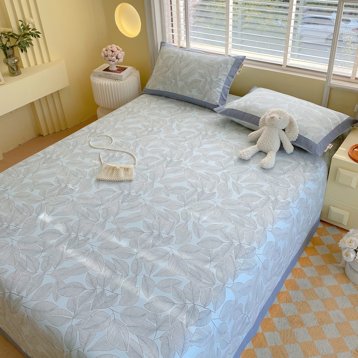 91家纺网 家纺一手货源 找家纺 春皖家纺 2026新款全棉老粗布工艺款单床单床单单件 晨曦-蓝