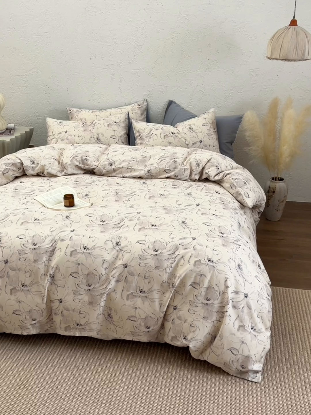 91家纺网 家纺一手货源 找家纺 其奥 2026新款全棉棉麻四件套 淡水墨荷