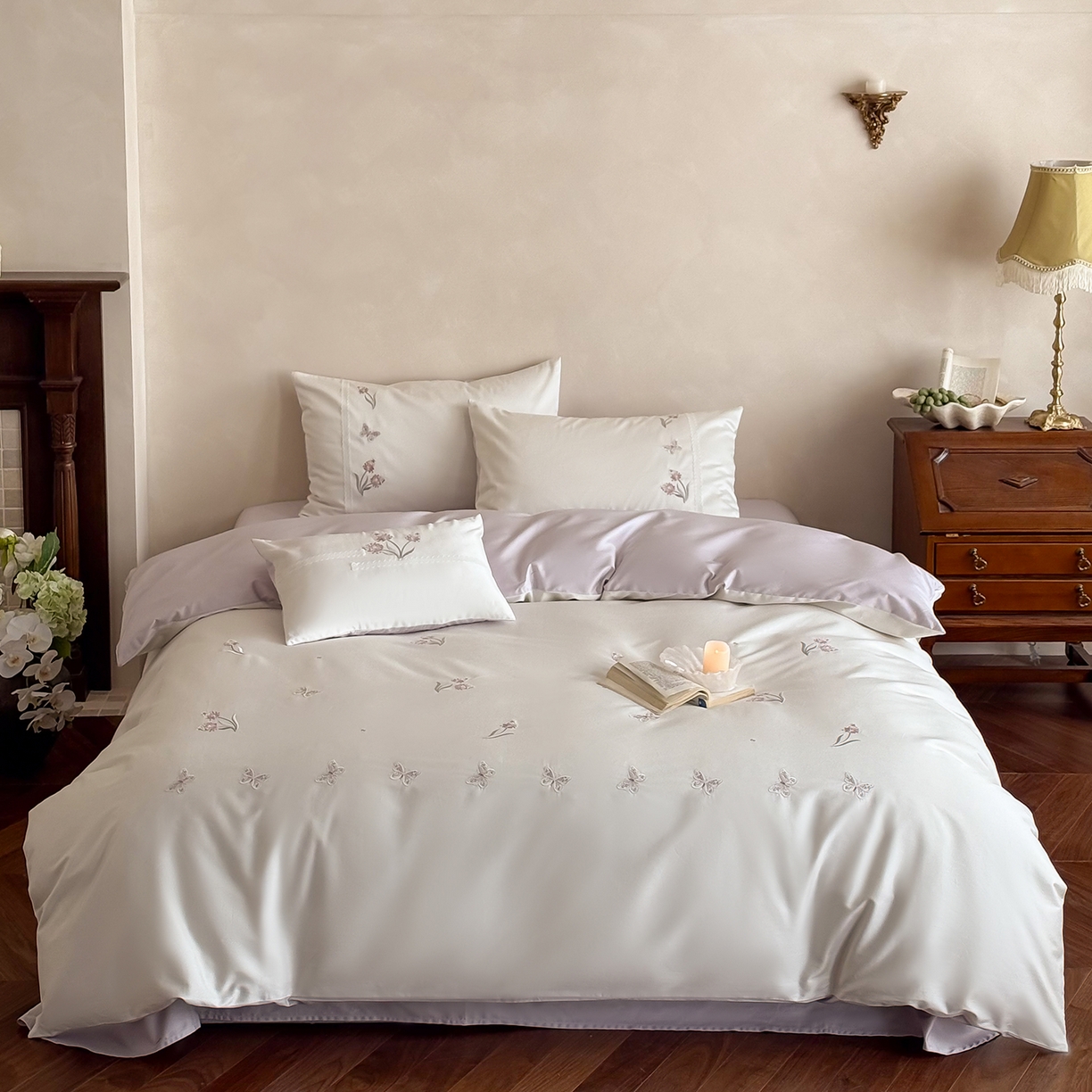 91家纺网 家纺一手货源 找家纺 （总）极简 2026新款长绒棉全棉纯棉四件套花栖蝶梦