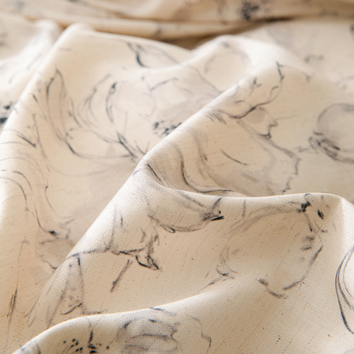 91家纺网 家纺一手货源 找家纺 其奥 2026新款全棉棉麻四件套 淡水墨荷