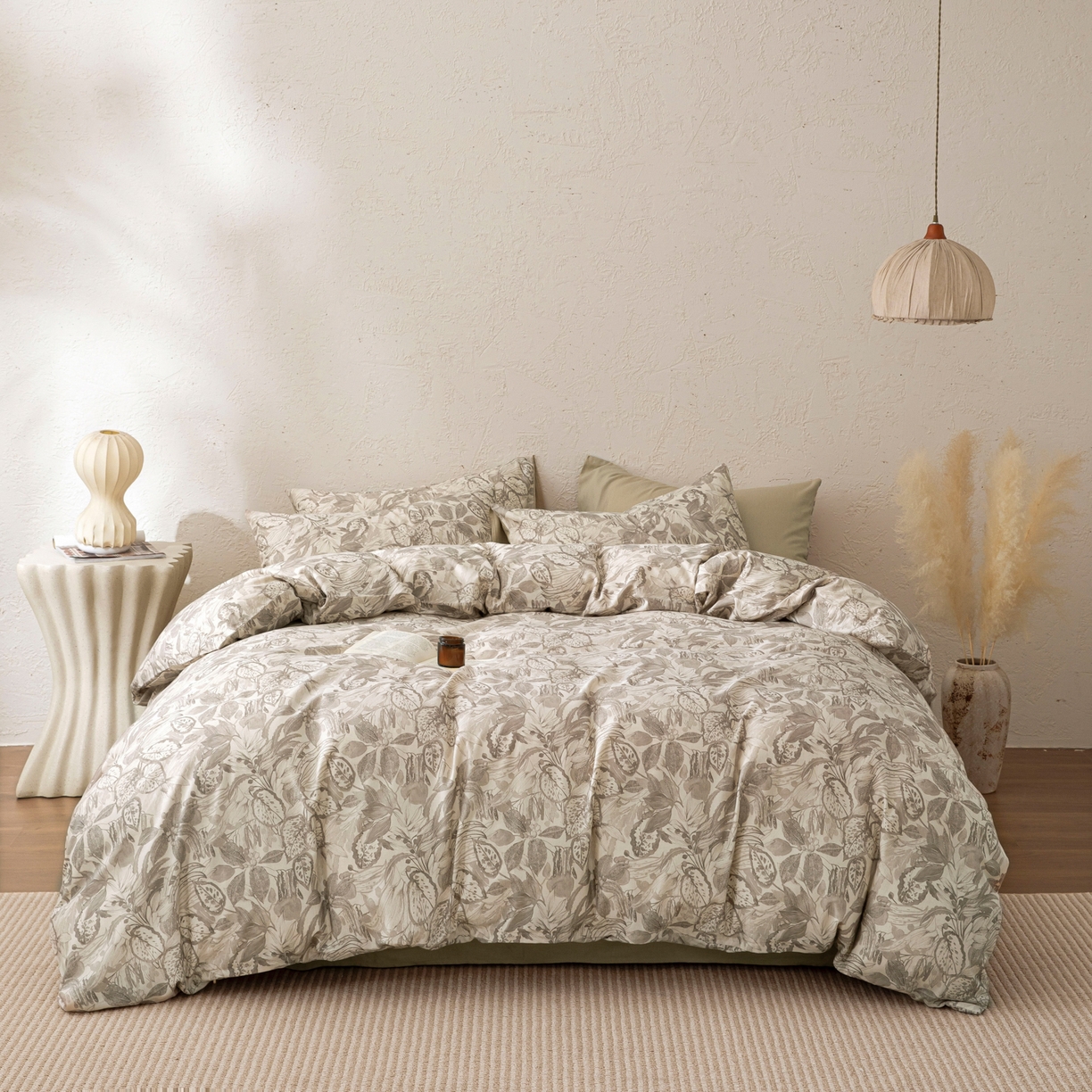 91家纺网 家纺一手货源 找家纺 其奥 2026新款全棉棉麻四件套 浅棕素野