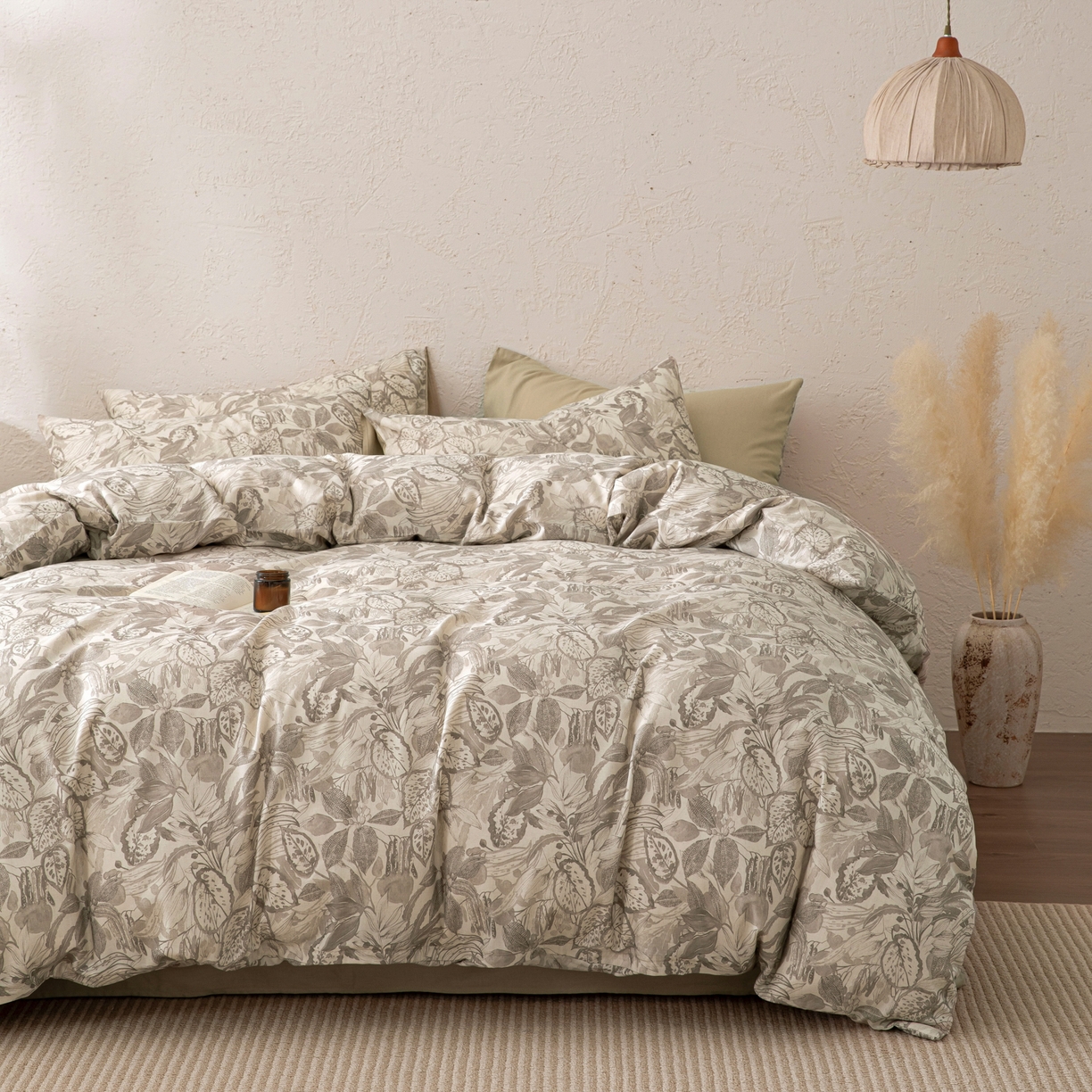 91家纺网 家纺一手货源 找家纺 其奥 2026新款全棉棉麻四件套 浅棕素野