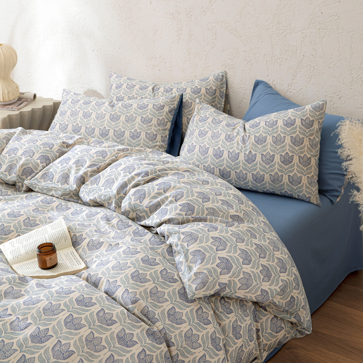 91家纺网 家纺一手货源 找家纺 其奥 2026新款全棉棉麻四件套 青花瓷