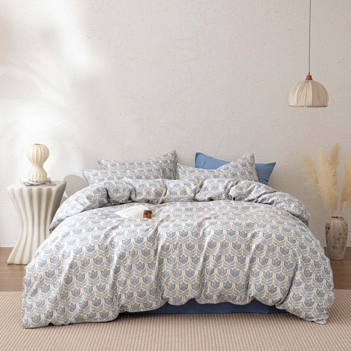 91家纺网 家纺一手货源 找家纺 其奥 2026新款全棉棉麻四件套 青花瓷