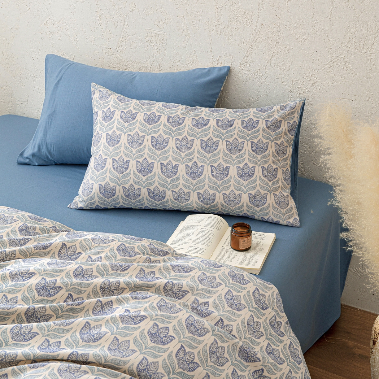 91家纺网 家纺一手货源 找家纺 其奥 2026新款全棉棉麻四件套 青花瓷