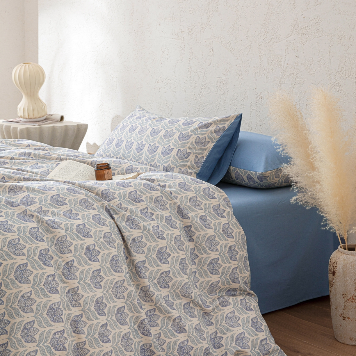 91家纺网 家纺一手货源 找家纺 其奥 2026新款全棉棉麻四件套 青花瓷