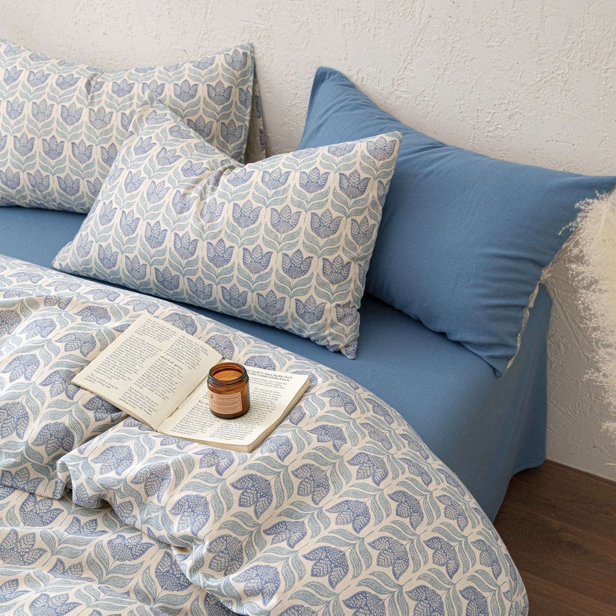 91家纺网 家纺一手货源 找家纺 其奥 2026新款全棉棉麻四件套 青花瓷