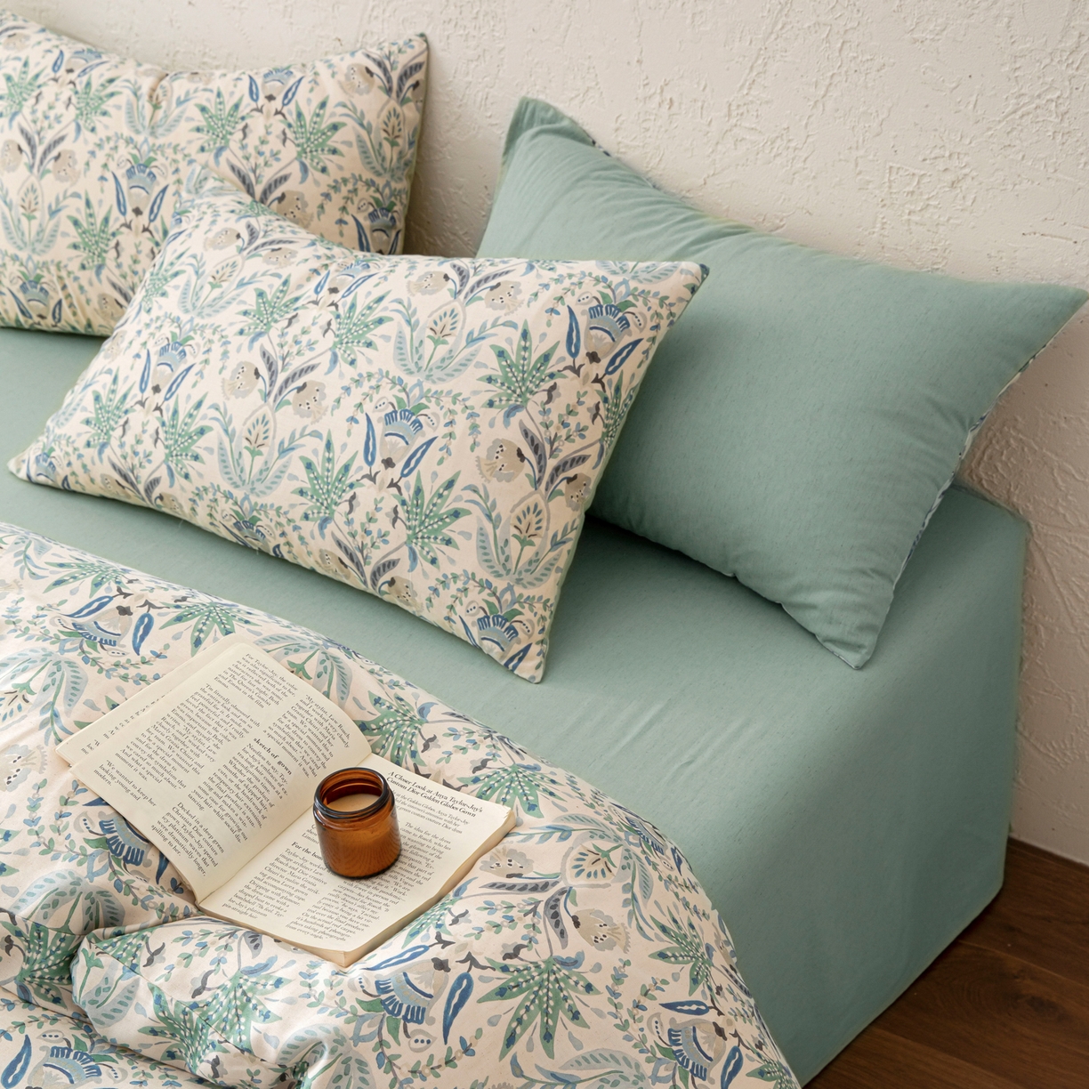 91家纺网 家纺一手货源 找家纺 其奥 2026新款全棉棉麻四件套 青青森屿