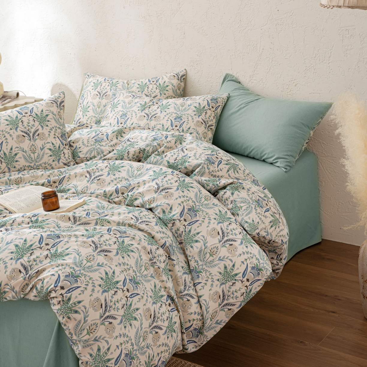 91家纺网 家纺一手货源 找家纺 其奥 2026新款全棉棉麻四件套 青青森屿