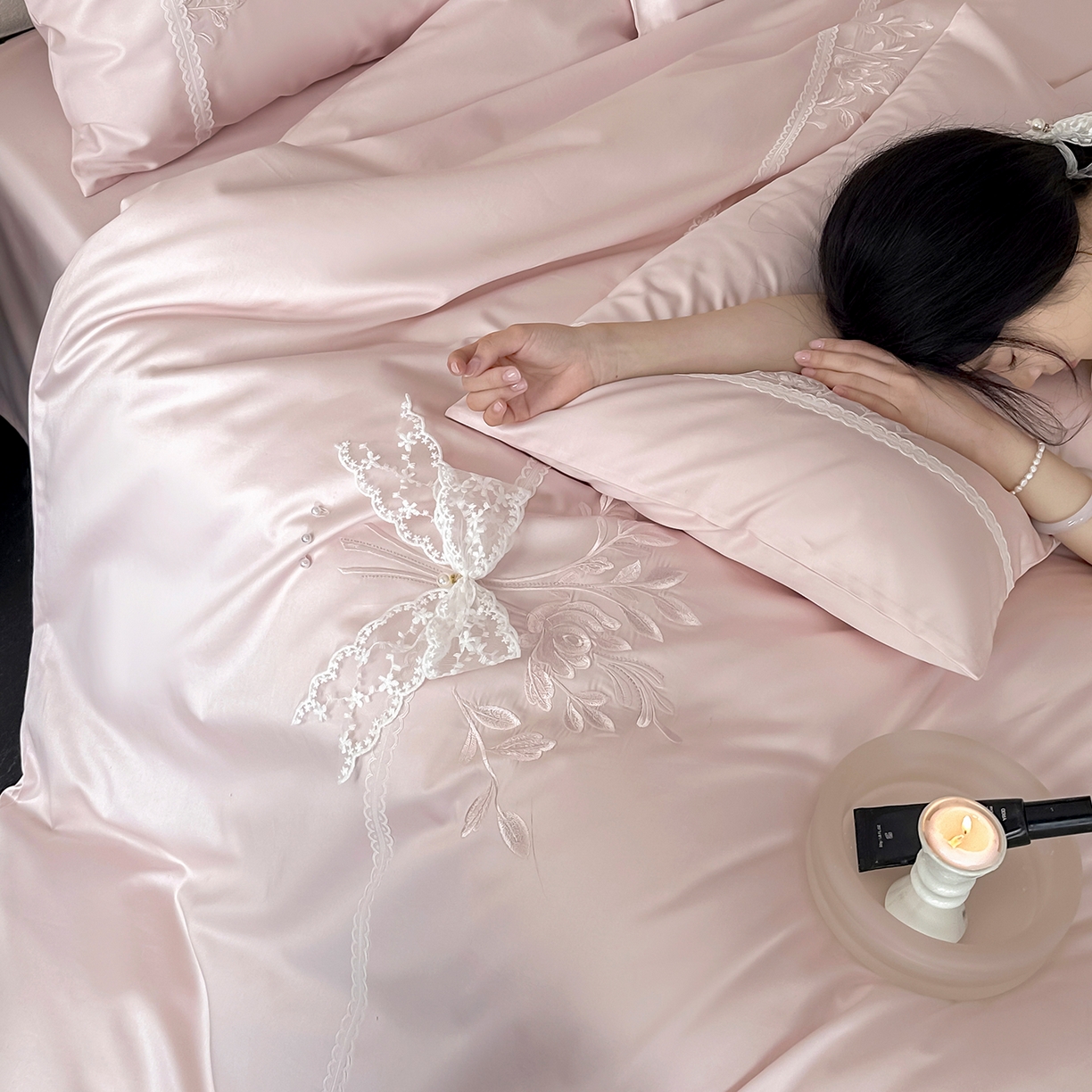 91家纺网 家纺一手货源 找家纺 （总）极简 2026新款长绒棉全棉纯棉四件套蕾丝花叙