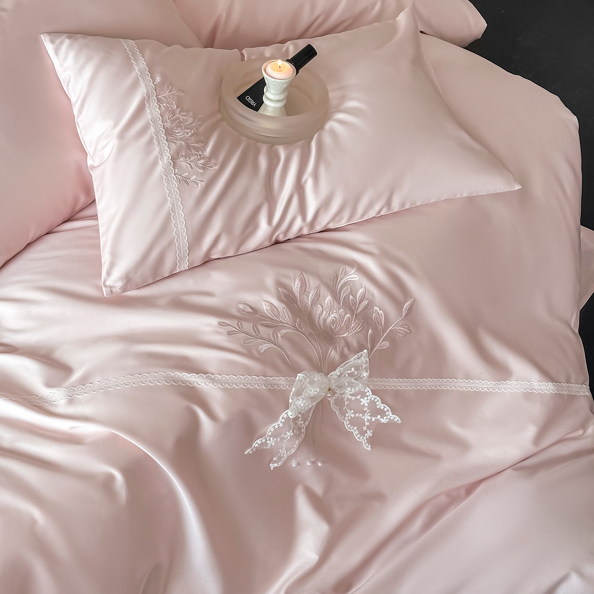 91家纺网 家纺一手货源 找家纺 （总）极简 2026新款长绒棉全棉纯棉四件套蕾丝花叙