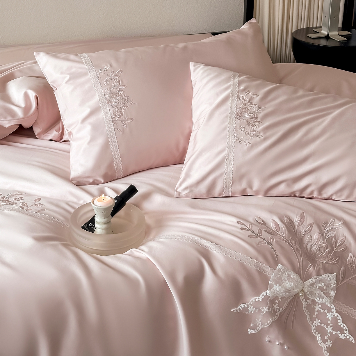 91家纺网 家纺一手货源 找家纺 （总）极简 2026新款长绒棉全棉纯棉四件套蕾丝花叙