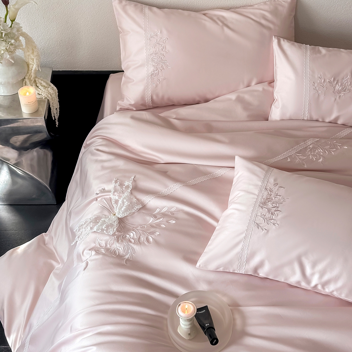 91家纺网 家纺一手货源 找家纺 （总）极简 2026新款长绒棉全棉纯棉四件套蕾丝花叙