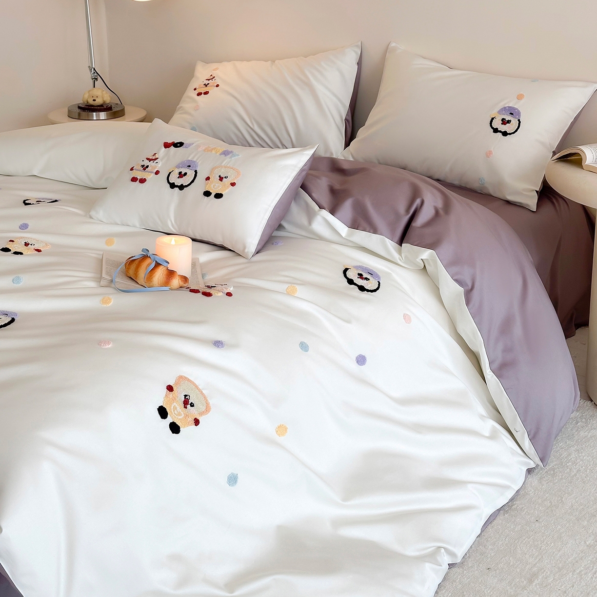 91家纺网 家纺一手货源 找家纺 （总）极简 2026新款长绒棉全棉纯棉四件套童趣蛋糕