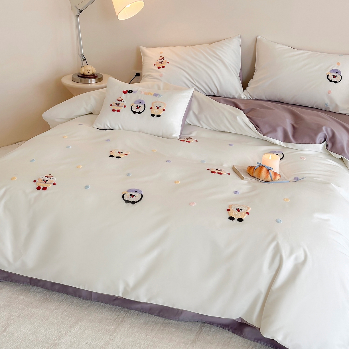 91家纺网 家纺一手货源 找家纺 （总）极简 2026新款长绒棉全棉纯棉四件套童趣蛋糕