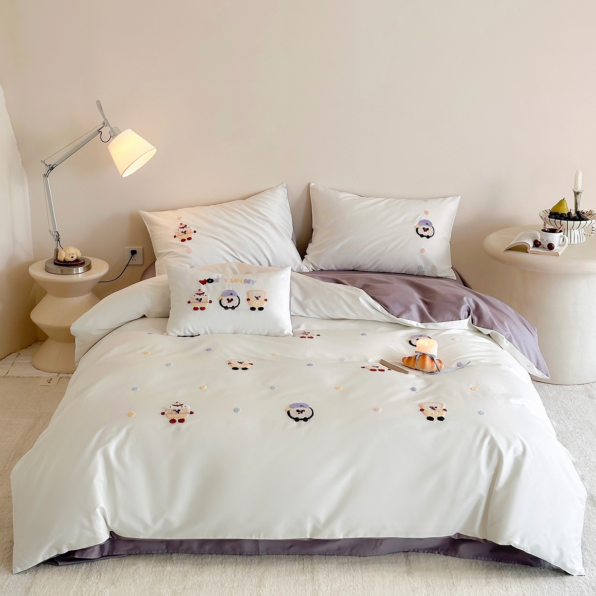 91家纺网 家纺一手货源 找家纺 （总）极简 2026新款长绒棉全棉纯棉四件套童趣蛋糕