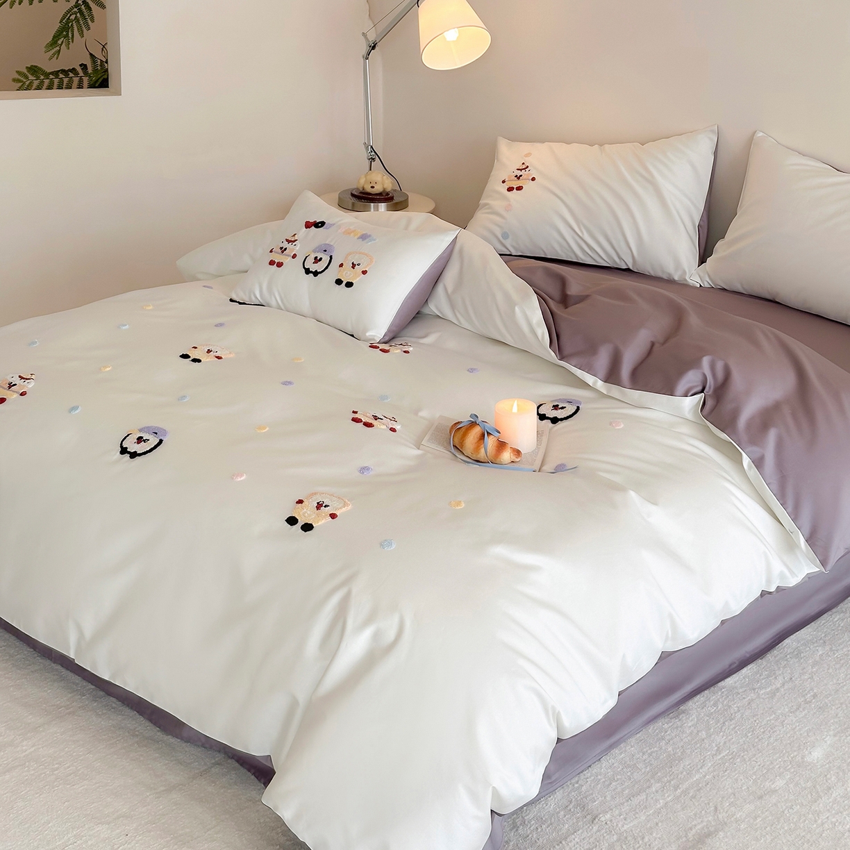 91家纺网 家纺一手货源 找家纺 （总）极简 2026新款长绒棉全棉纯棉四件套童趣蛋糕