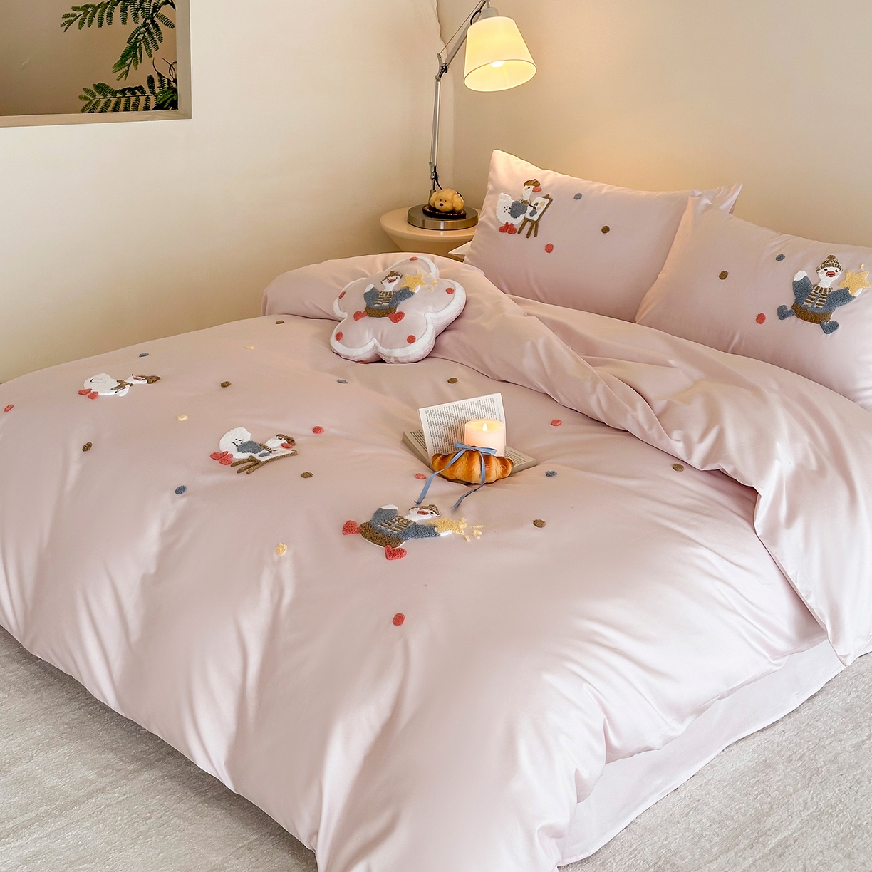 91家纺网 家纺一手货源 找家纺 极简 2026新款长绒棉全棉纯棉四件套童趣小鸭 童趣小鸭-粉