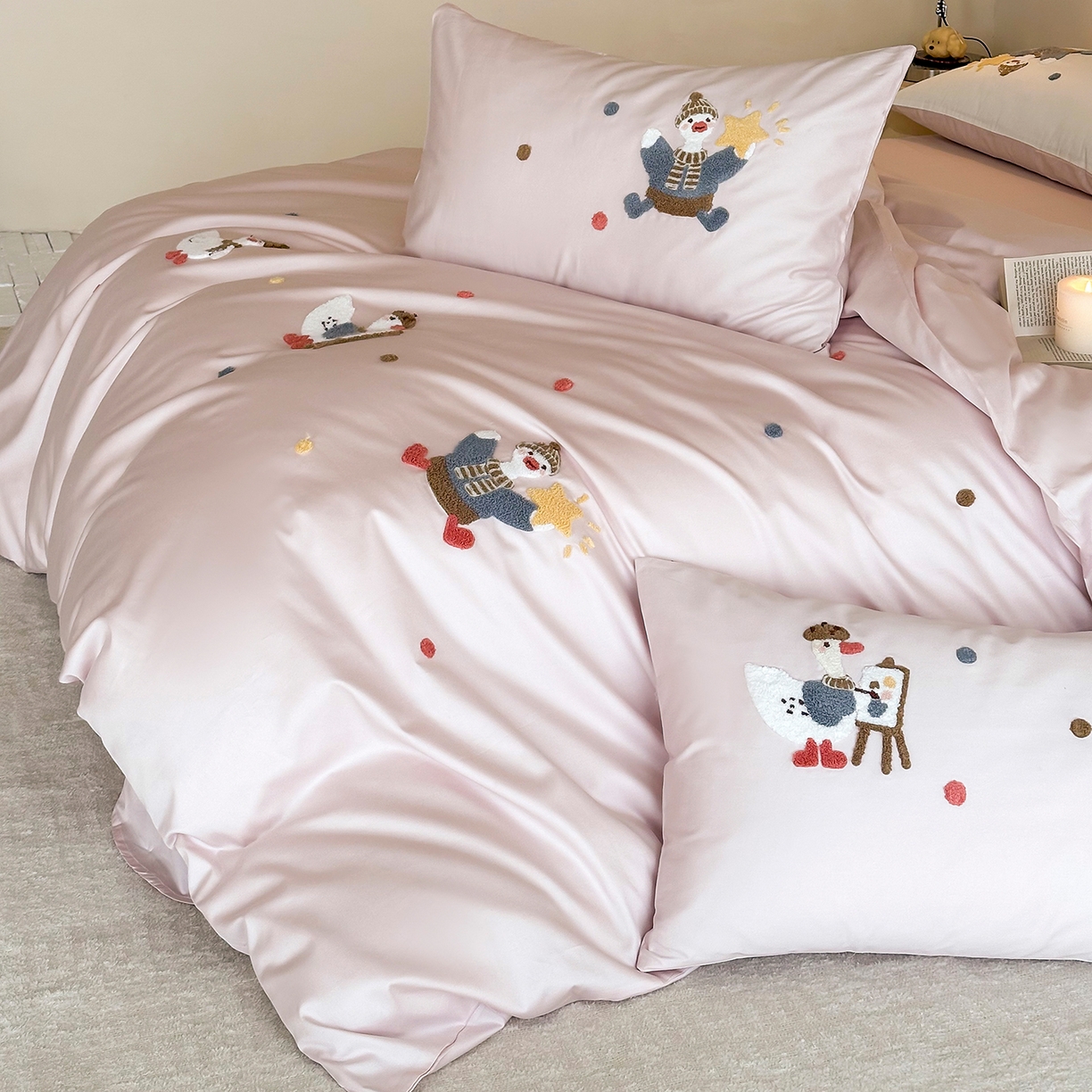 91家纺网 家纺一手货源 找家纺 （总）极简 2026新款长绒棉全棉纯棉四件套童趣小鸭