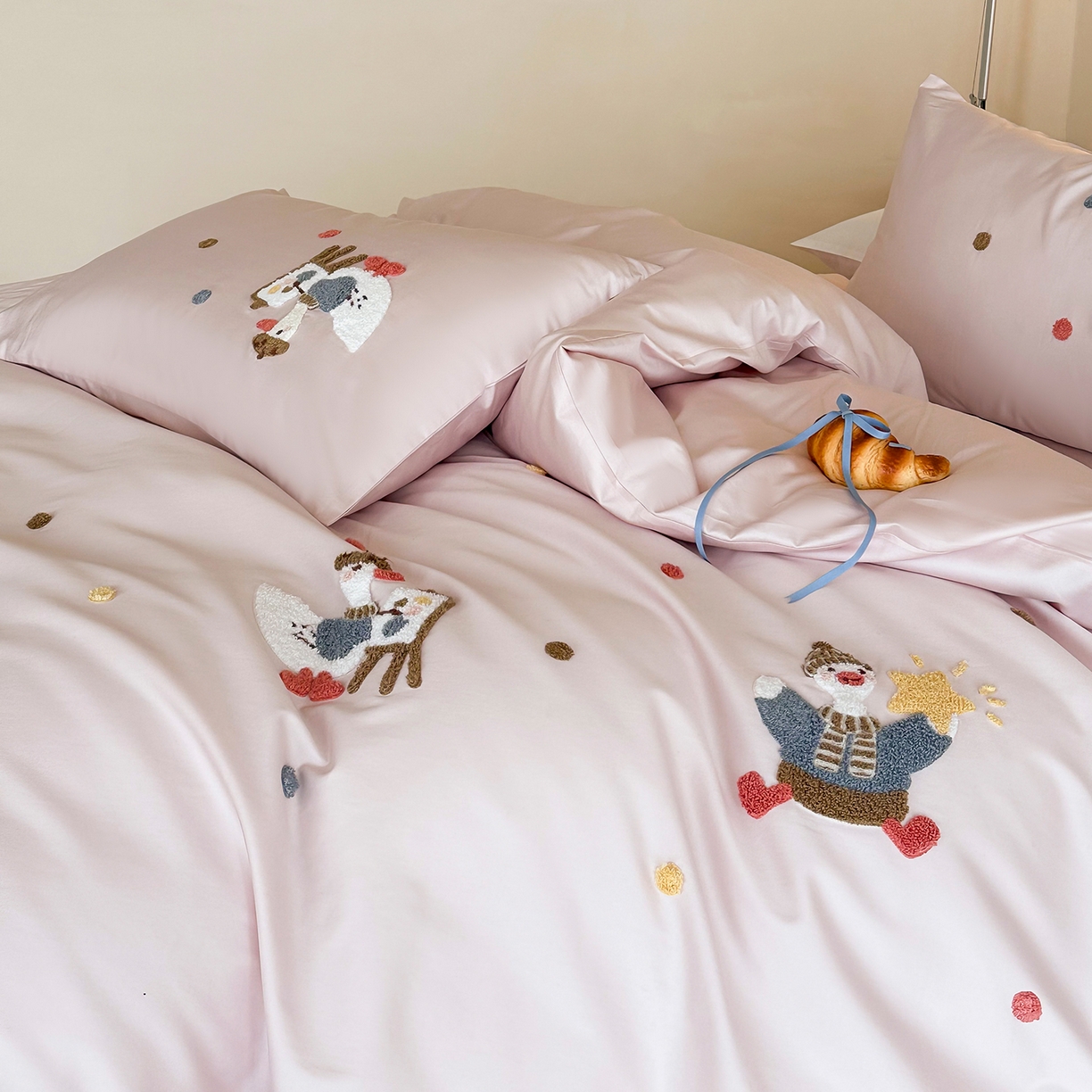 91家纺网 家纺一手货源 找家纺 （总）极简 2026新款长绒棉全棉纯棉四件套童趣小鸭