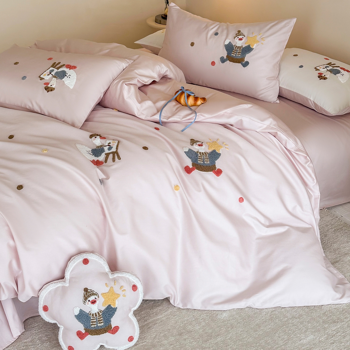 91家纺网 家纺一手货源 找家纺 （总）极简 2026新款长绒棉全棉纯棉四件套童趣小鸭