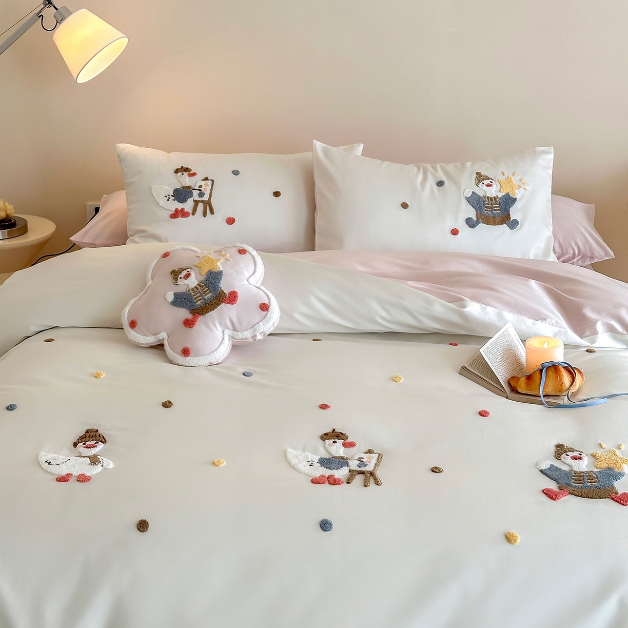 91家纺网 家纺一手货源 找家纺 极简 2026新款长绒棉全棉纯棉四件套童趣小鸭 童趣小鸭-粉-米