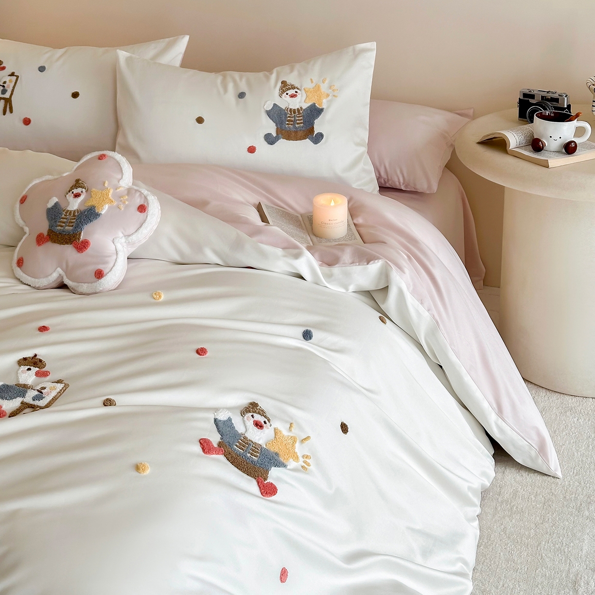 91家纺网 家纺一手货源 找家纺 极简 2026新款长绒棉全棉纯棉四件套童趣小鸭 童趣小鸭-粉-米