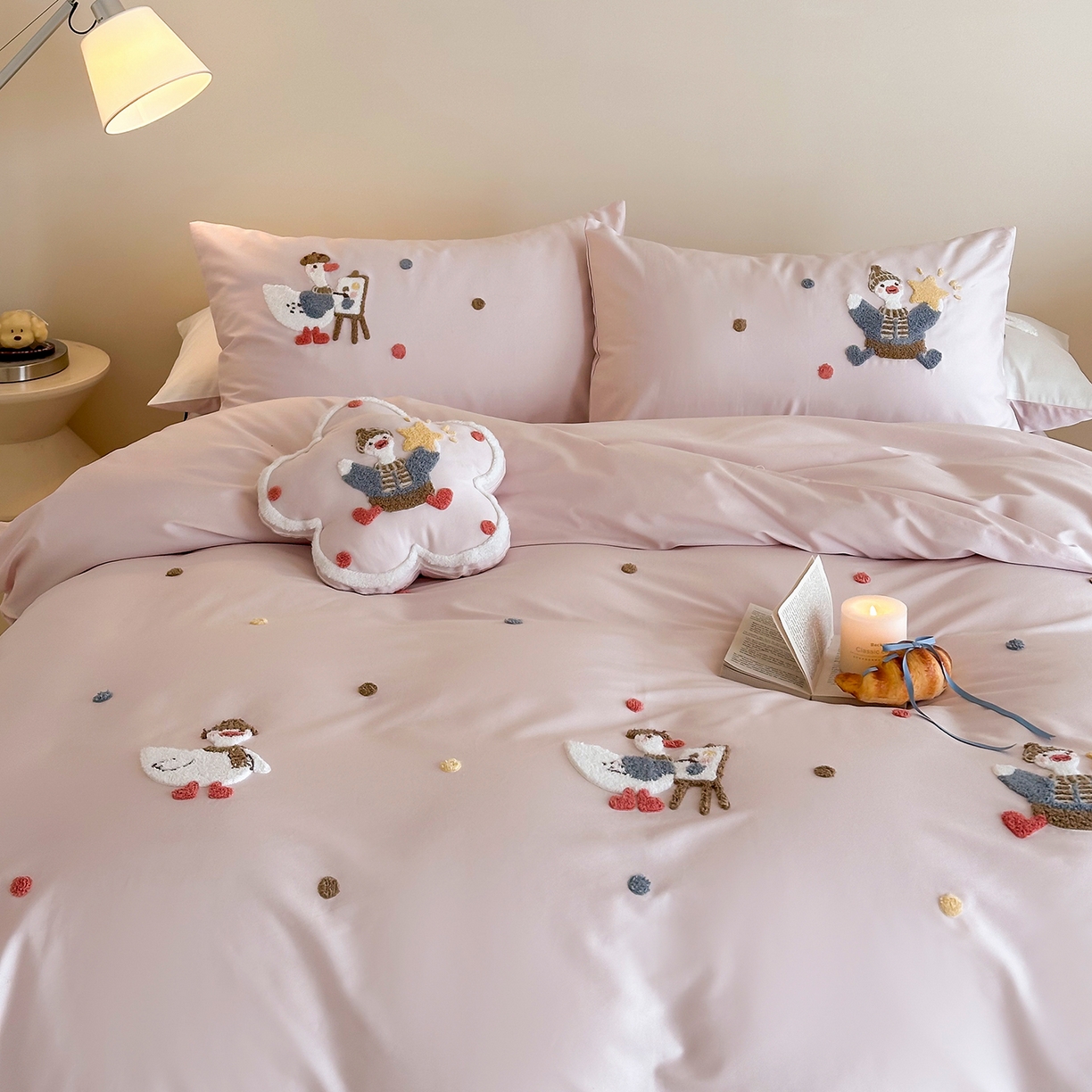 91家纺网 家纺一手货源 找家纺 极简 2026新款长绒棉全棉纯棉四件套童趣小鸭 童趣小鸭-粉