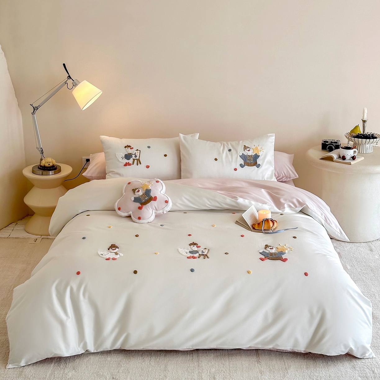 91家纺网 家纺一手货源 找家纺 极简 2026新款长绒棉全棉纯棉四件套童趣小鸭 童趣小鸭-粉-米