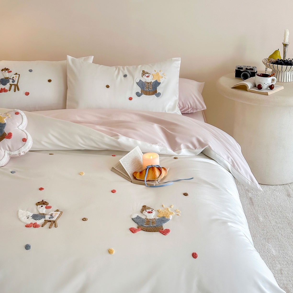 91家纺网 家纺一手货源 找家纺 极简 2026新款长绒棉全棉纯棉四件套童趣小鸭 童趣小鸭-粉-米